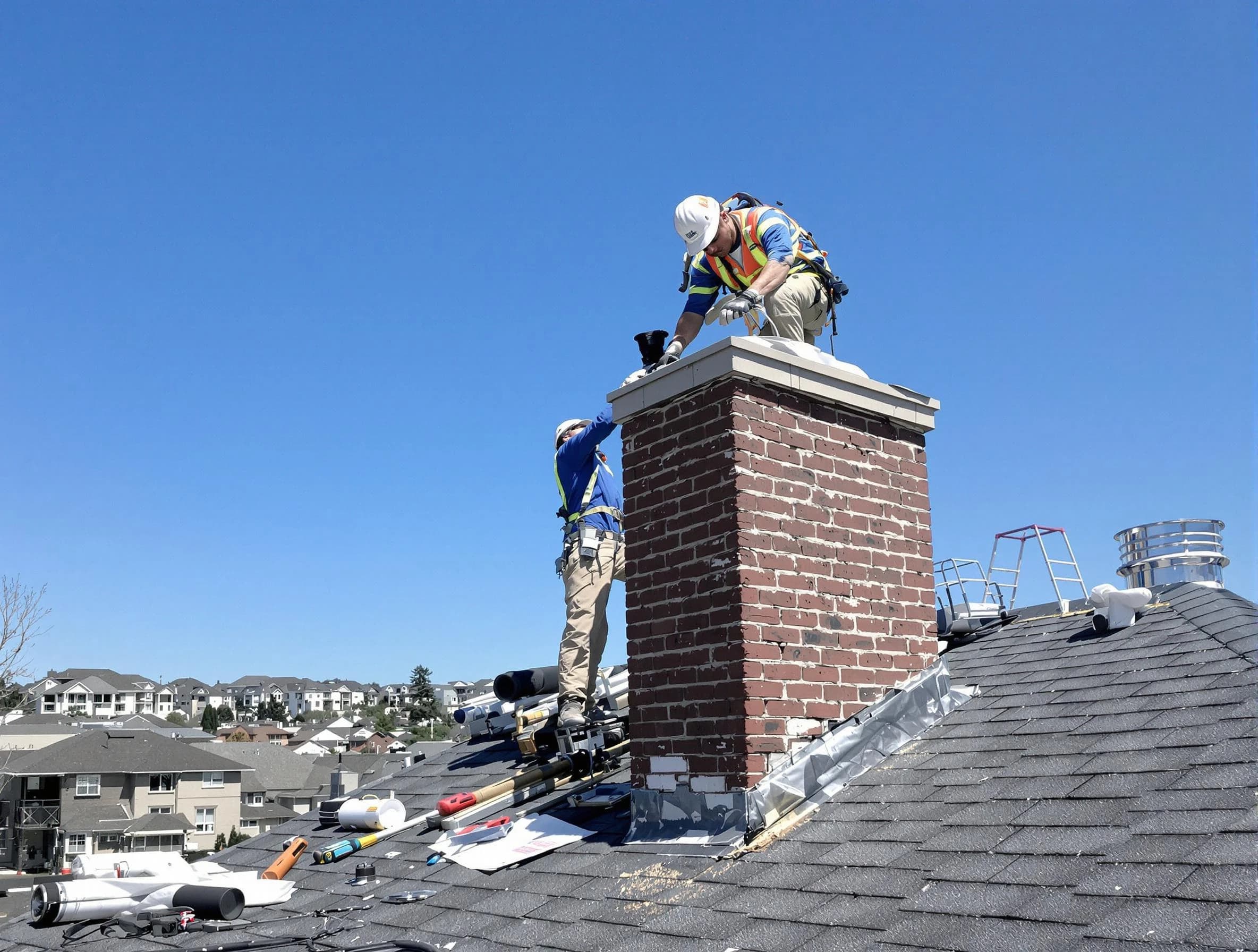 Hopewell Chimney Sweep repairing a chimney crown in Hopewell, PA