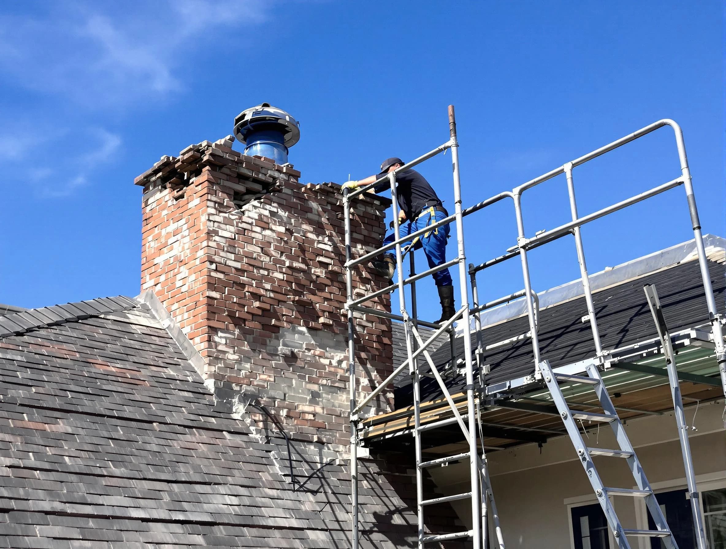 Rebuilding a chimney structure by Hopewell Chimney Sweep in Hopewell, PA