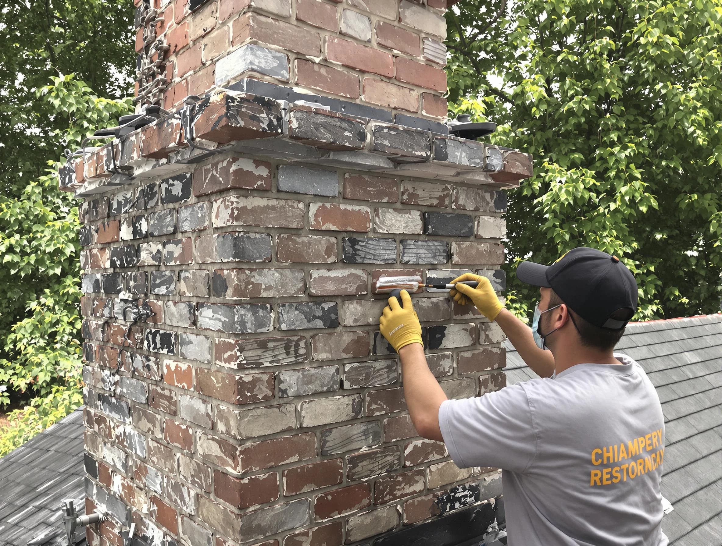 In-progress chimney restoration by Hopewell Chimney Sweep in Hopewell, PA