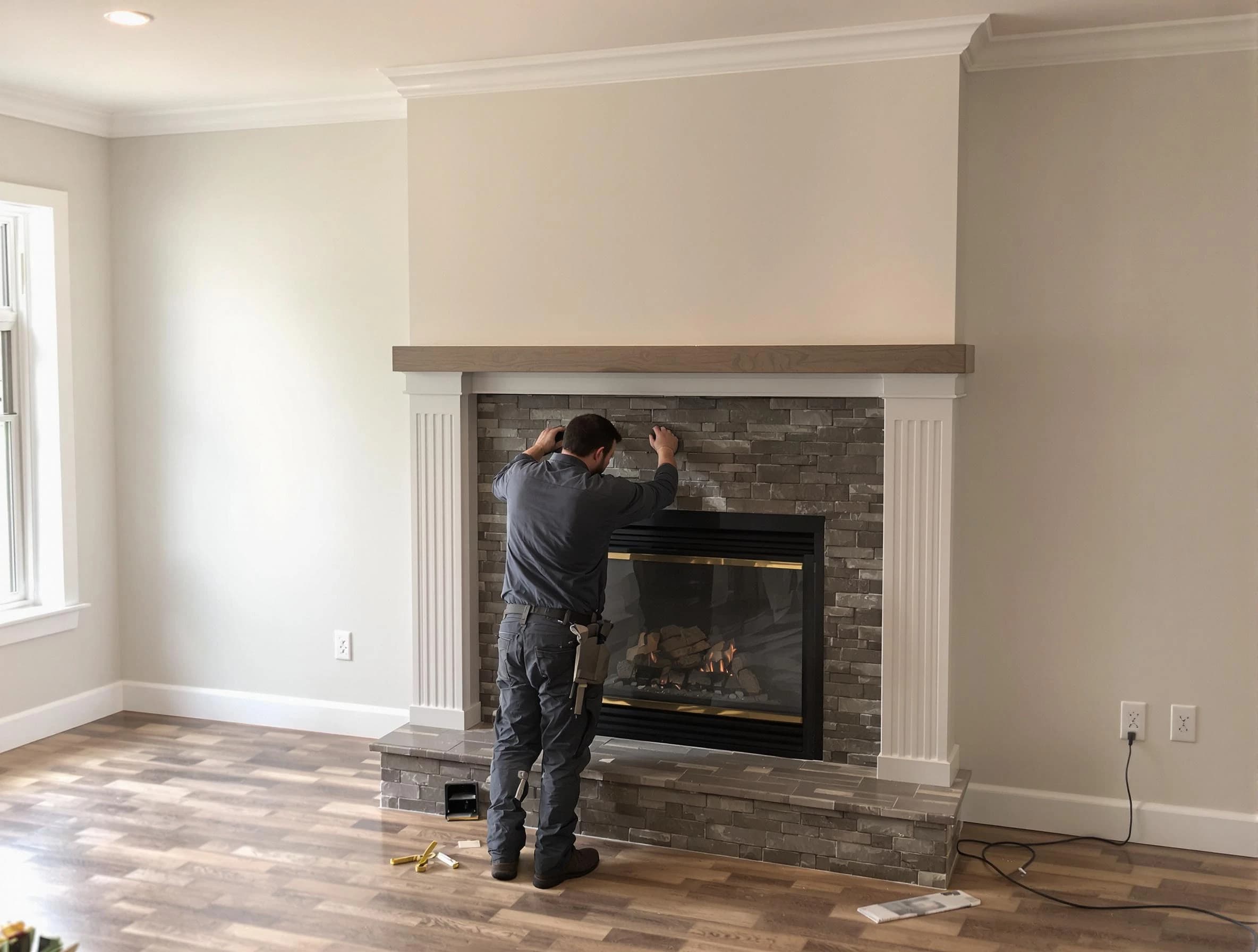 Hopewell Chimney Sweep finishing a custom fireplace install in Hopewell, PA