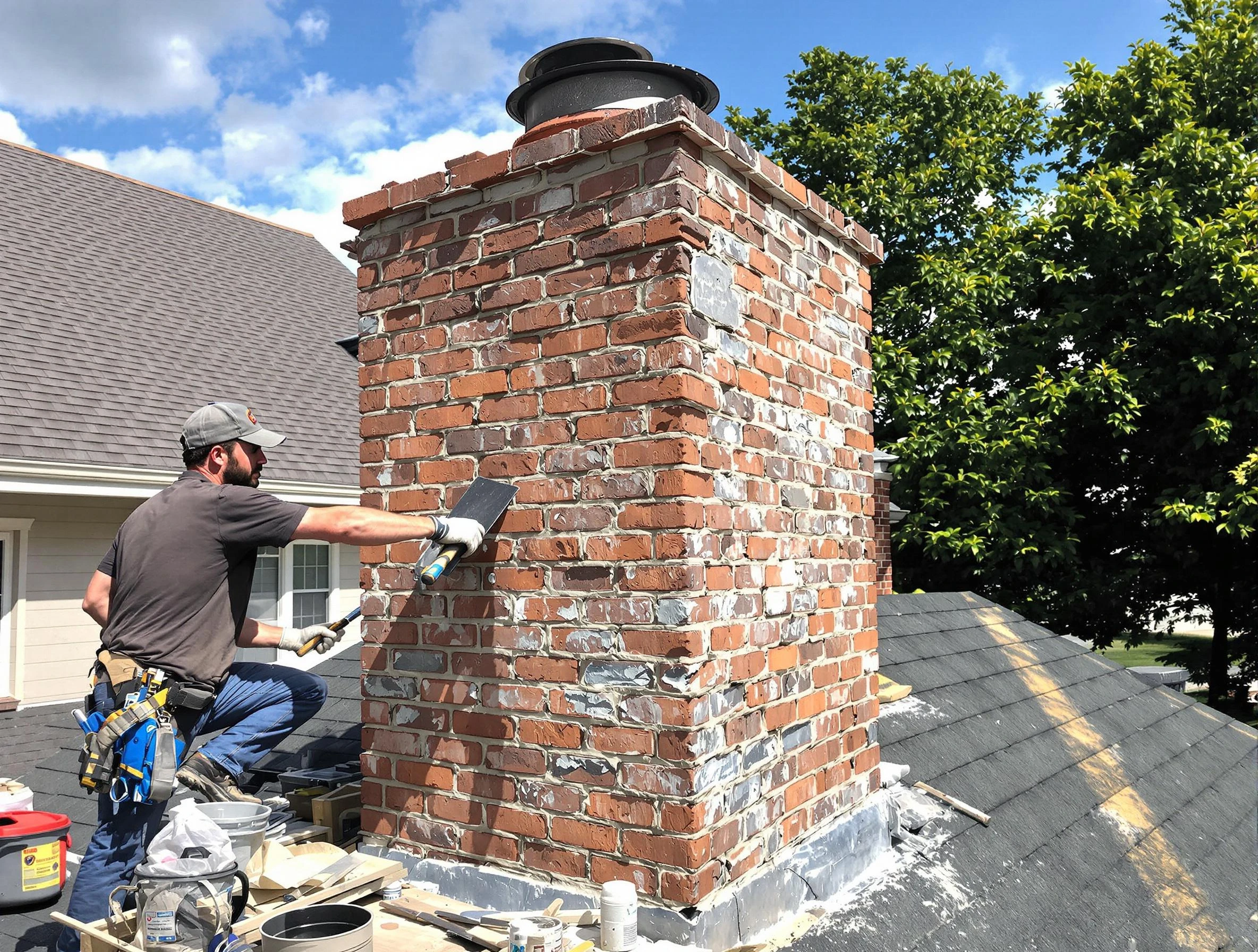 Completed chimney rebuild by Hopewell Chimney Sweep in Hopewell, PA