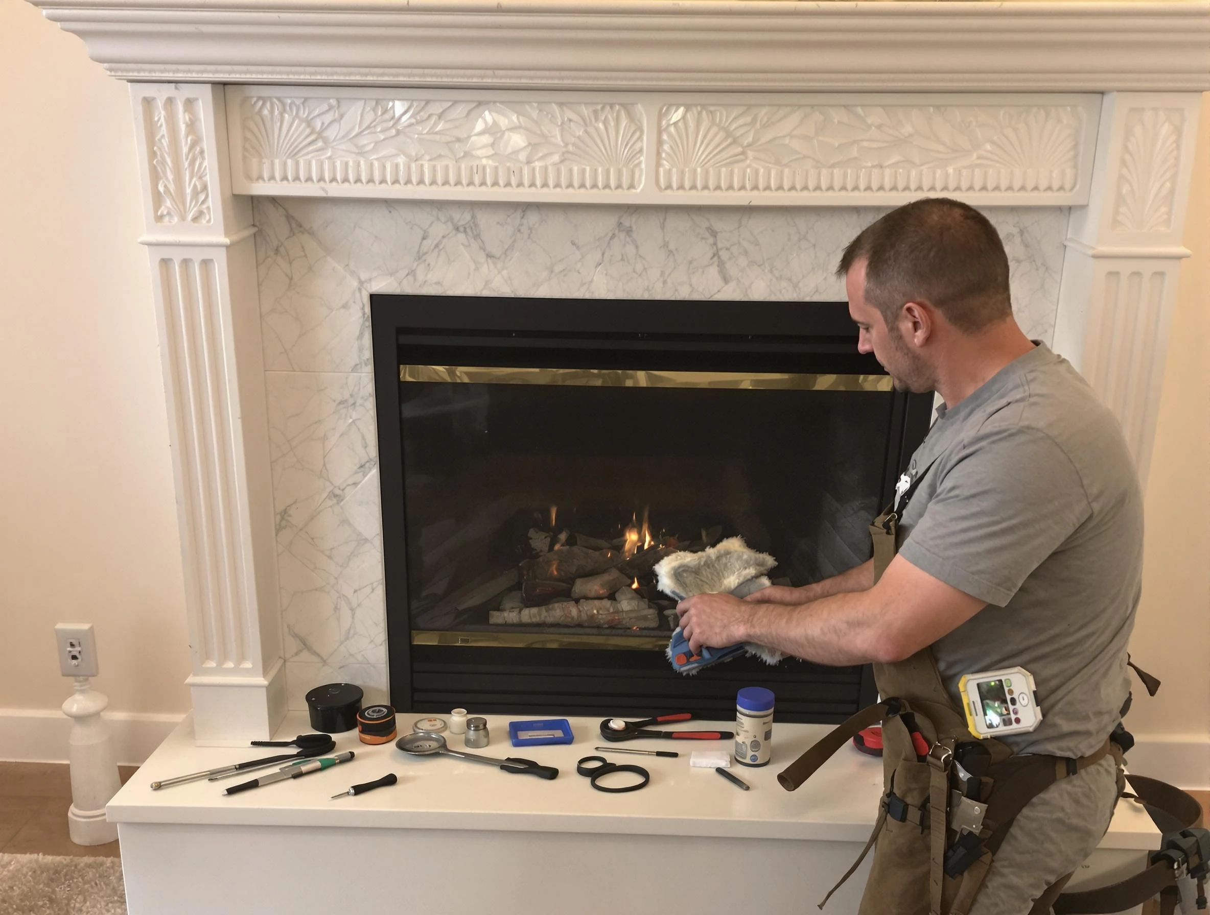Hopewell Chimney Sweep performing fireplace maintenance in Hopewell, PA